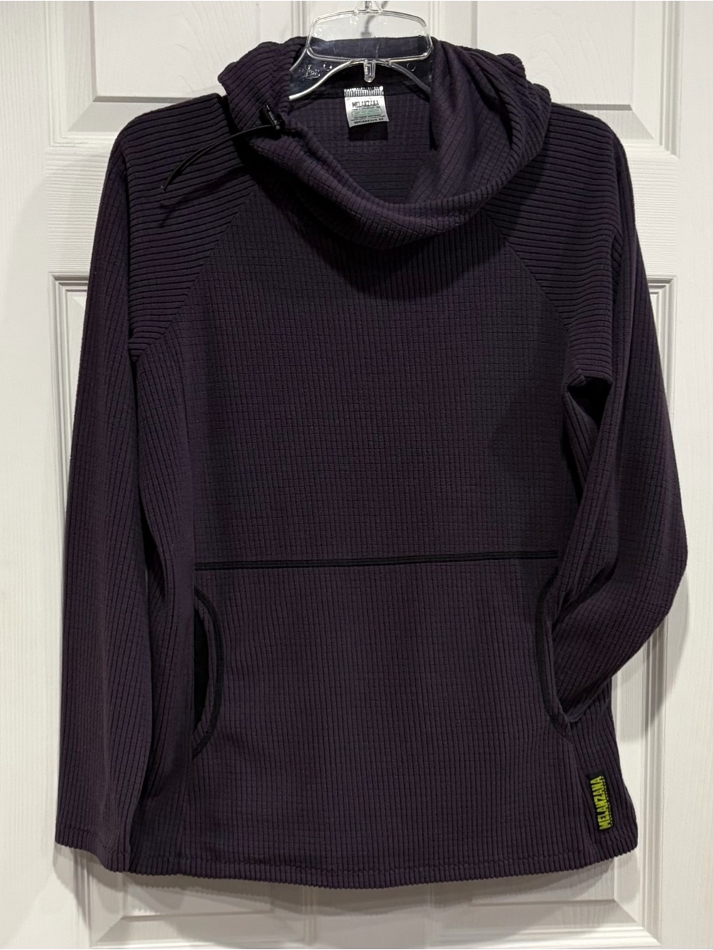 Melanzana Women's Medium Micro Grid Hoodie Purple Jacket GUC Microgrid Sweater